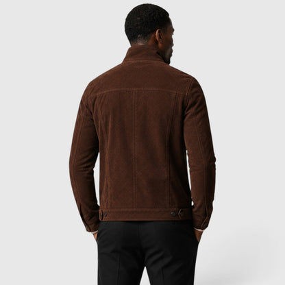 Men's Casual Suede Button Front Overshirt Jacket