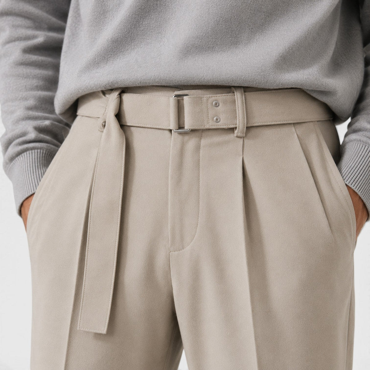 Men's Casual Detachable Belt Suit Pants