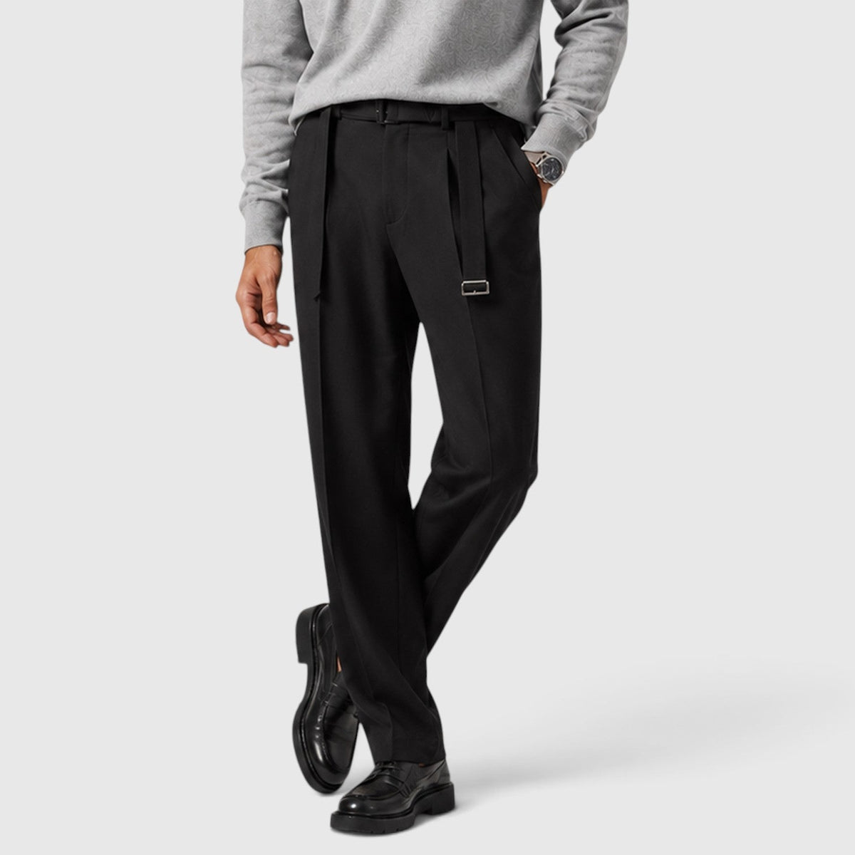 Men's Casual Detachable Belt Suit Pants