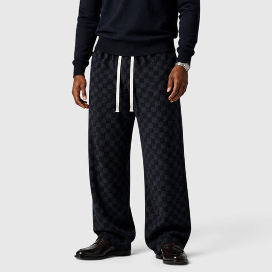 Men's Casual Textured Checkered Wide Leg Sweatpants