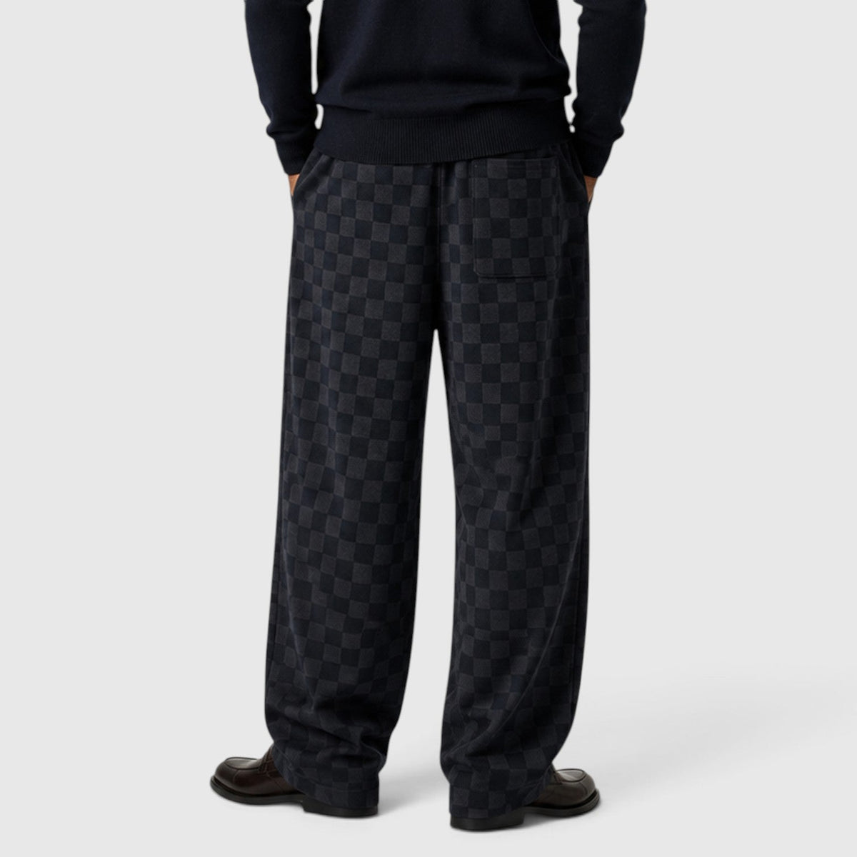 Men's Casual Textured Checkered Wide Leg Sweatpants