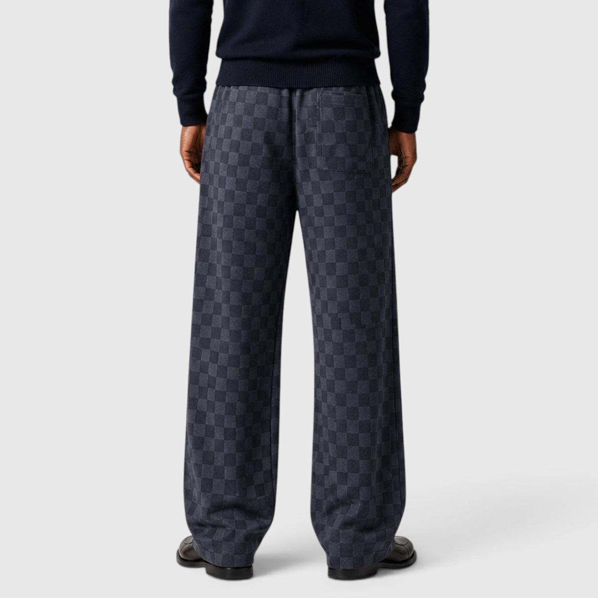 Men's Casual Textured Checkered Wide Leg Sweatpants