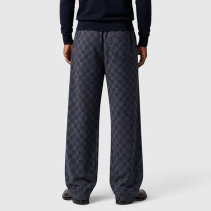Men's Casual Textured Checkered Wide Leg Sweatpants