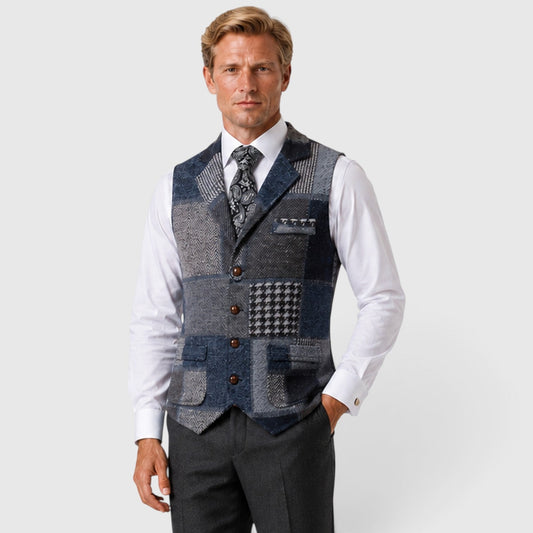 Men's Classic Tweed Checked Waistcoat Vest