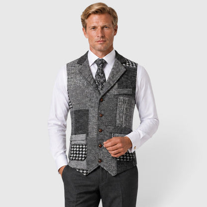 Men's Classic Tweed Checked Waistcoat Vest