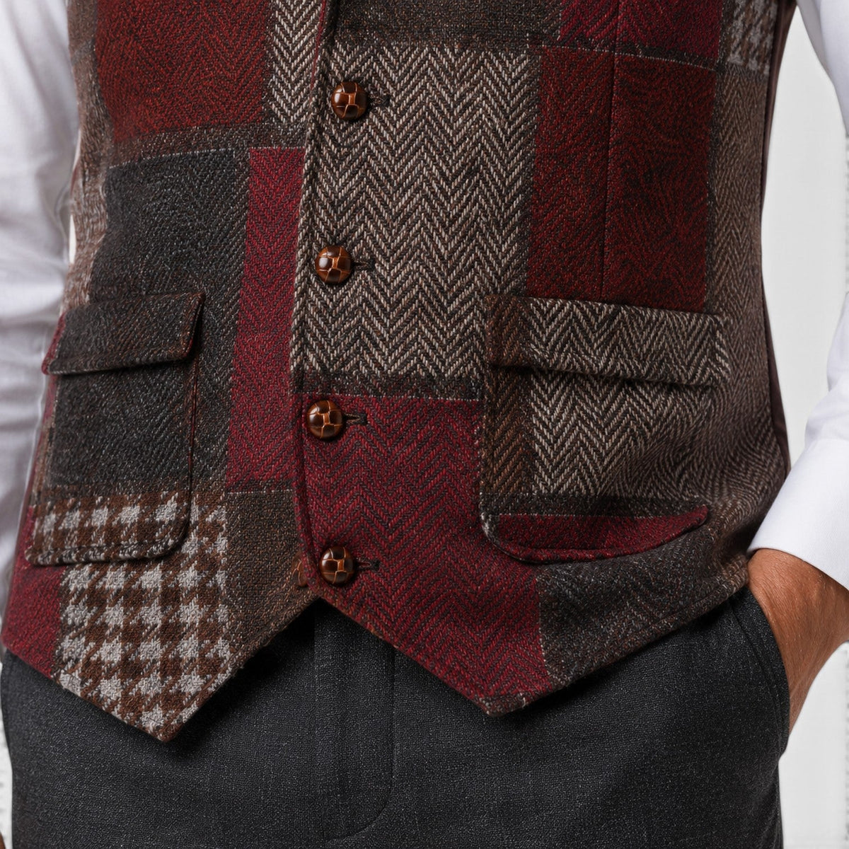 Men's Classic Tweed Checked Waistcoat Vest