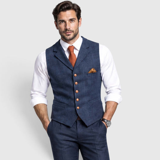 Men's Vintage Tailored Button-Up Waistcoat Vest