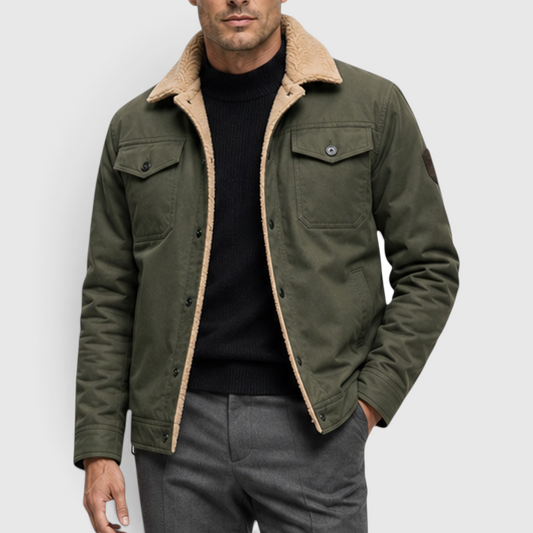 Men's Casual Warm Lined Borg Collar Jacket