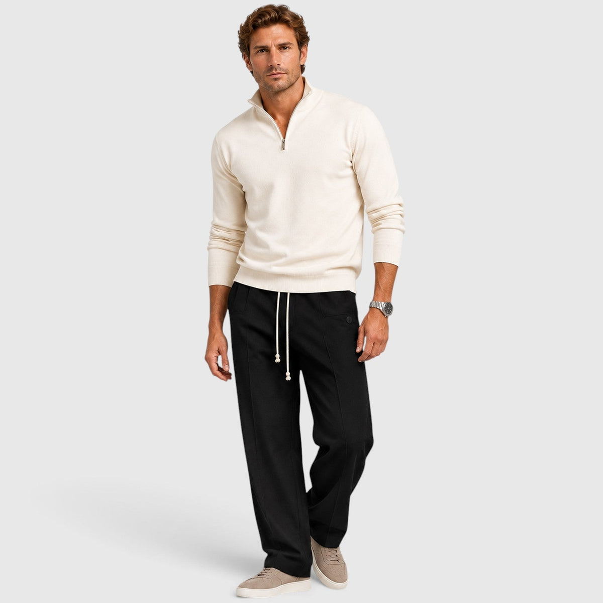 Men's Casual Wide Leg Drawstring Trousers