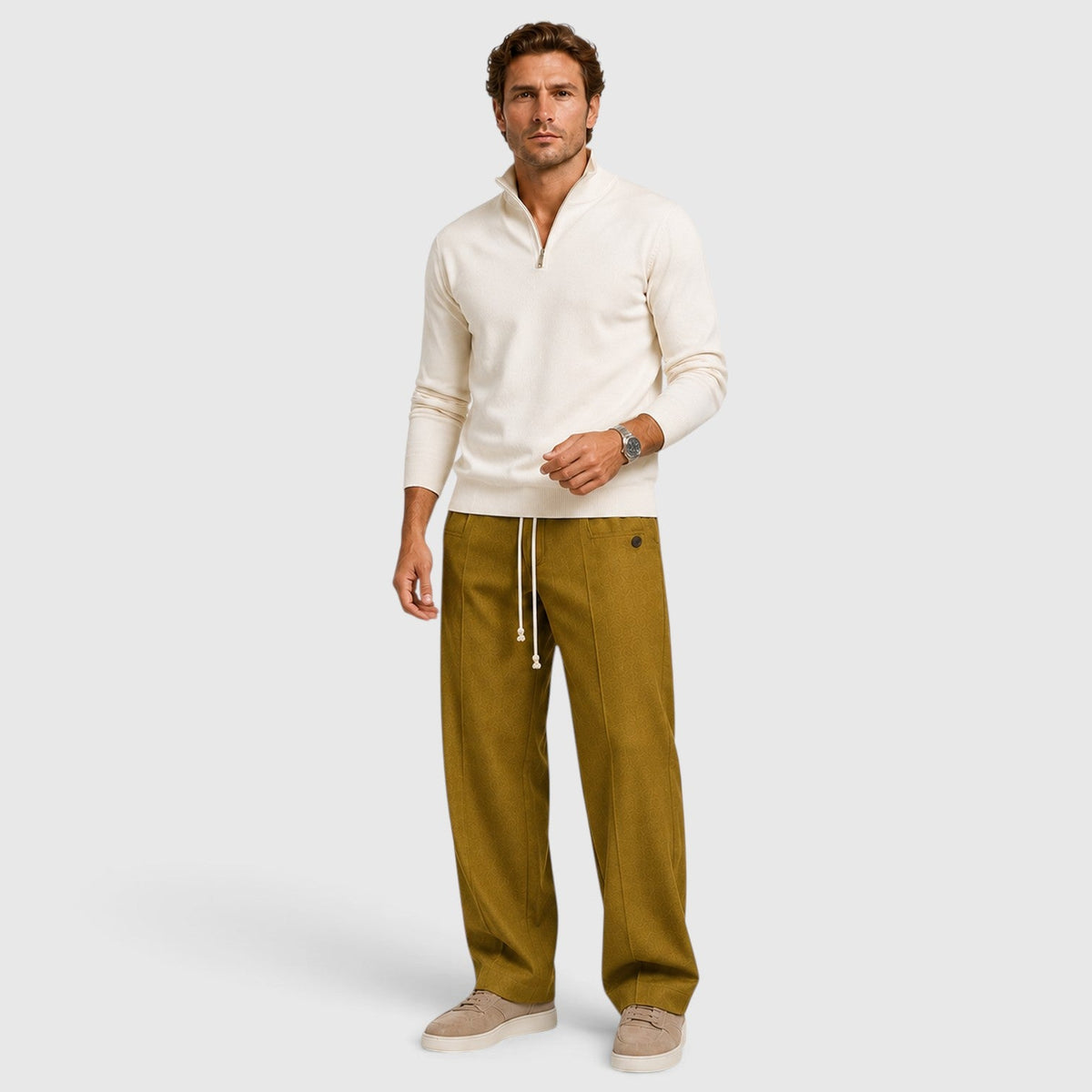 Men's Casual Wide Leg Drawstring Trousers