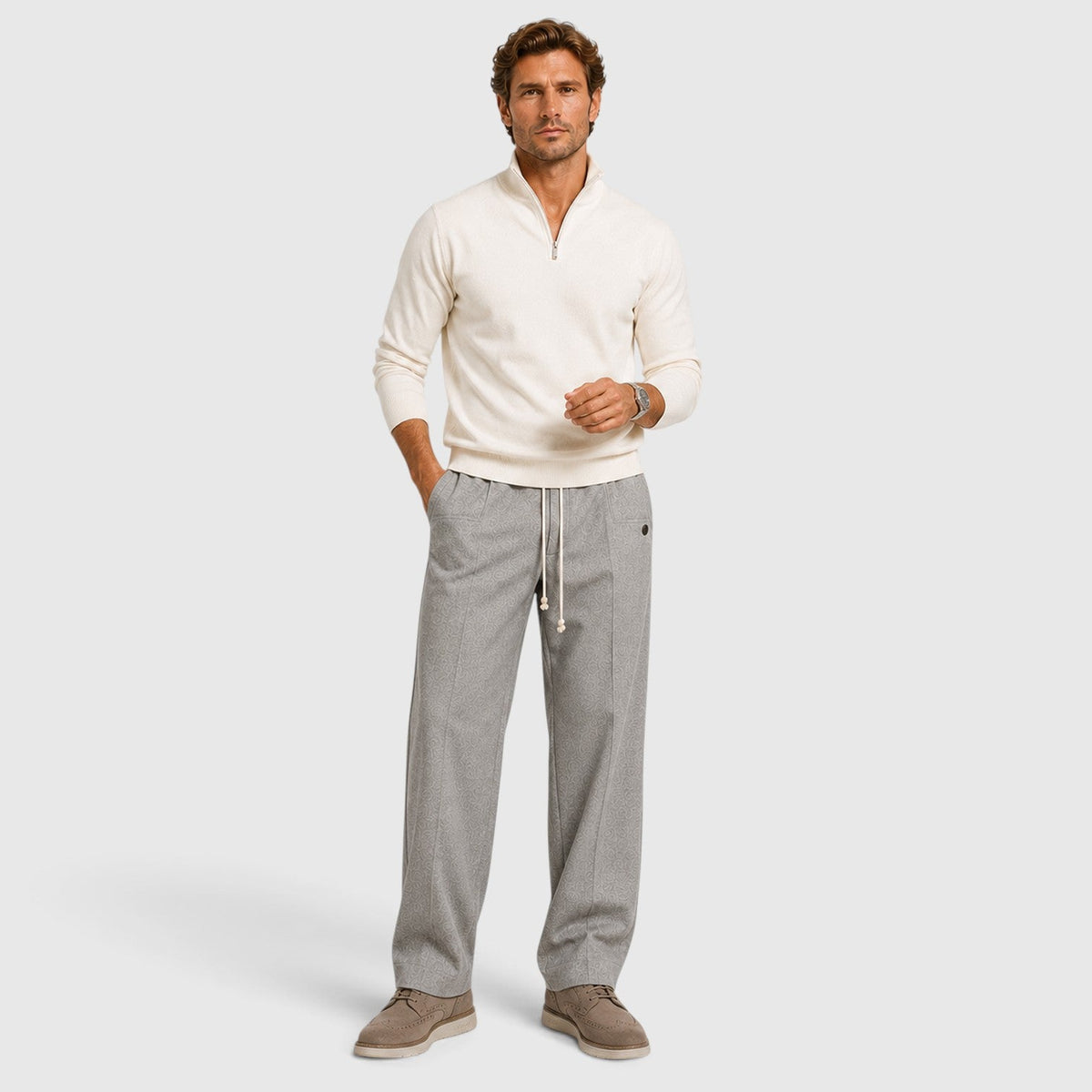 Men's Casual Wide Leg Drawstring Trousers