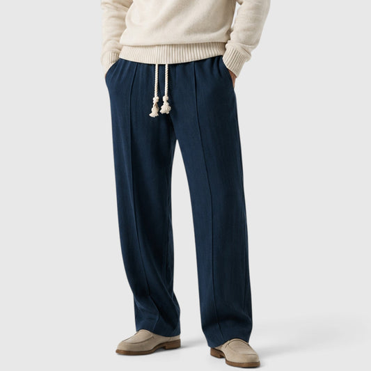 Men's Casual Wide Leg Cotton Sweatpants with Drawstring Waist