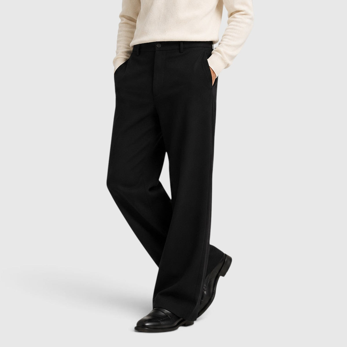 Men's Modish Wide Leg Trousers with Elastic Waistband