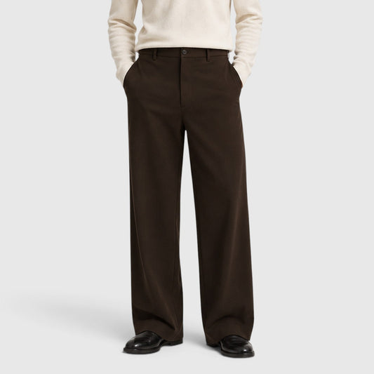 Men's Modish Wide Leg Trousers with Elastic Waistband