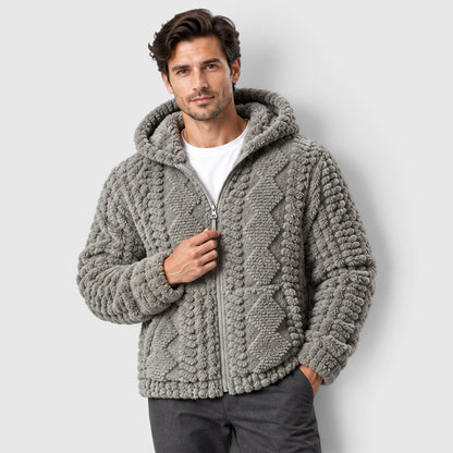 Men's Windproof Fleece Hooded Jacket with Full Zip