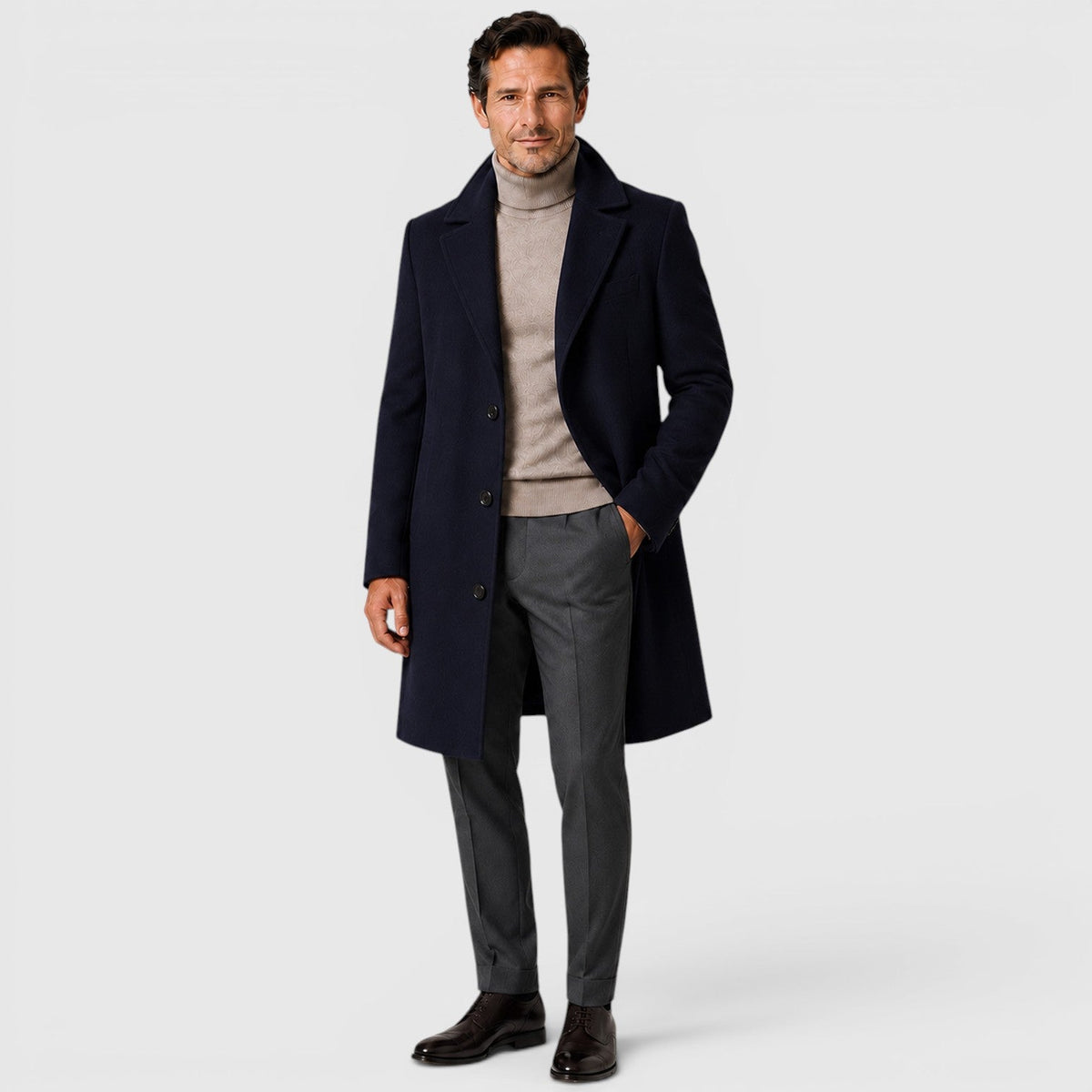 Men's Classic Wool Blend Trench Coat