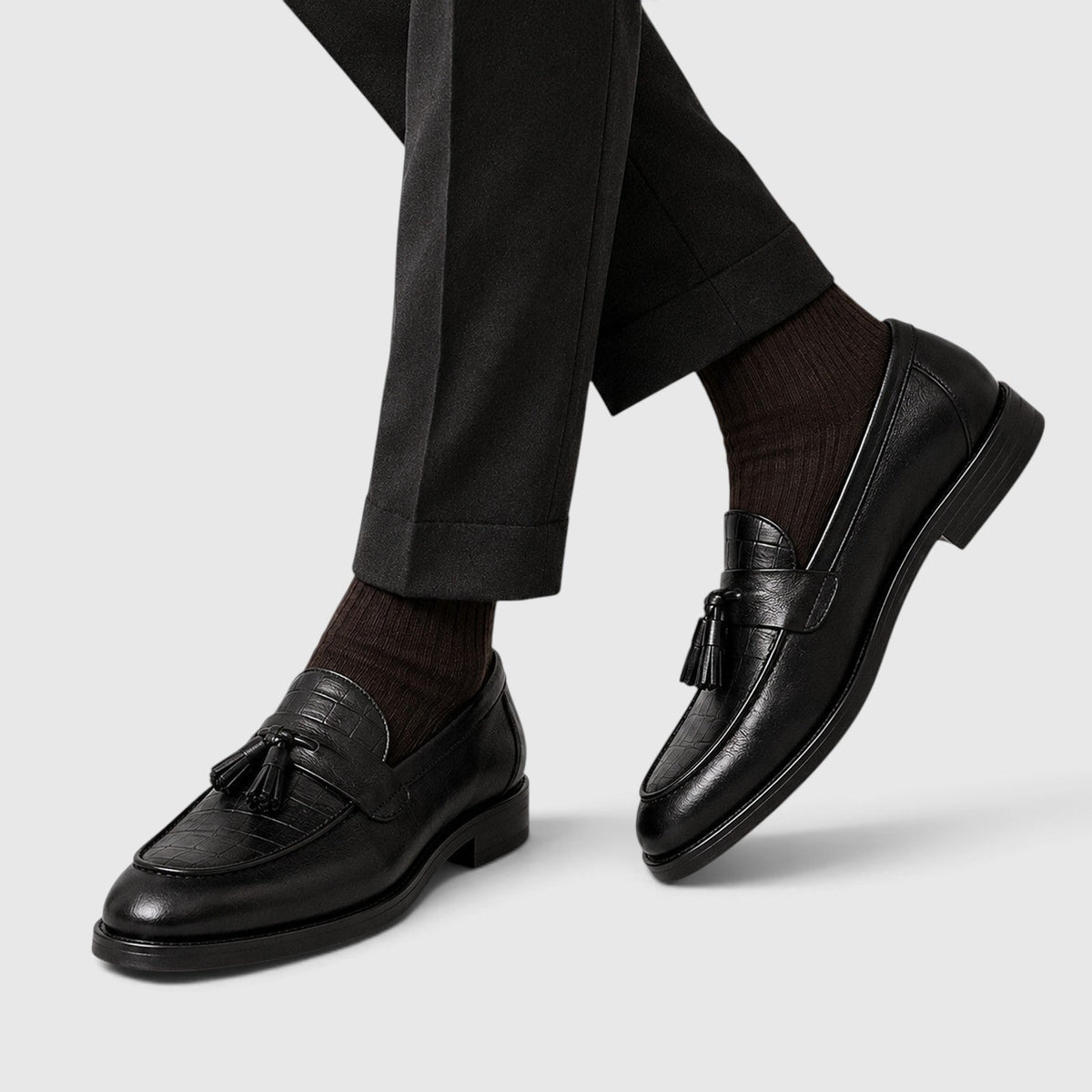 Men's Stylish Croc Leather Tassel Loafers