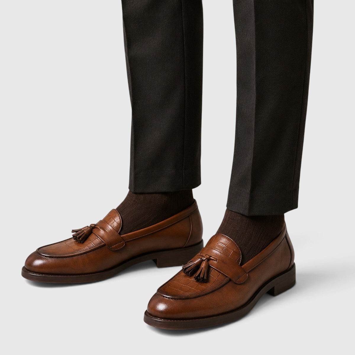 Men's Stylish Croc Leather Tassel Loafers