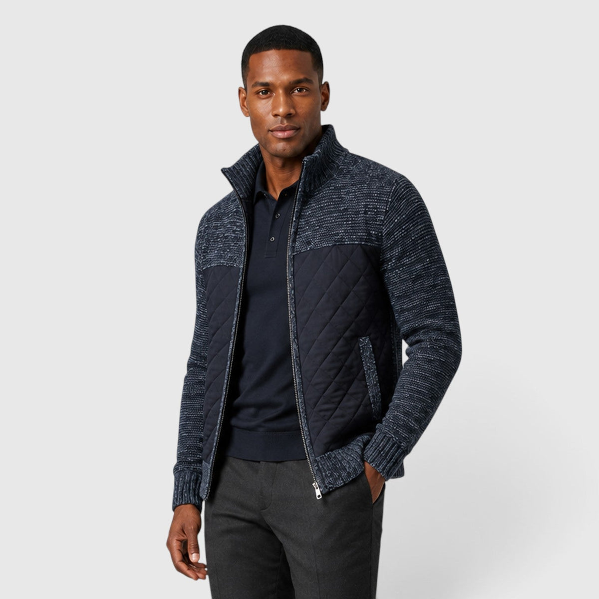 Men's Stylish Quilted Insulated Full Zip Hybrid Jacket