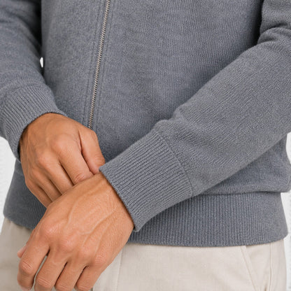 Men's Classic Collared Knit Full Zip Jumper