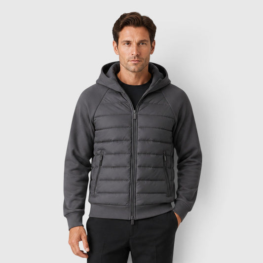 Men's Lightweight Quilted Hooded Hybrid Jacket with Zip