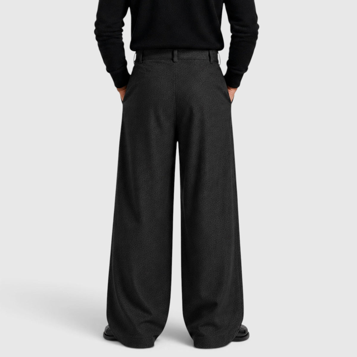 Men's Classic Pleated Straight Leg Dress Trousers