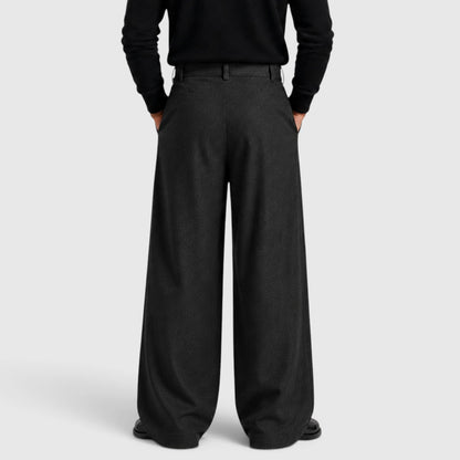 Men's Classic Pleated Straight Leg Dress Trousers