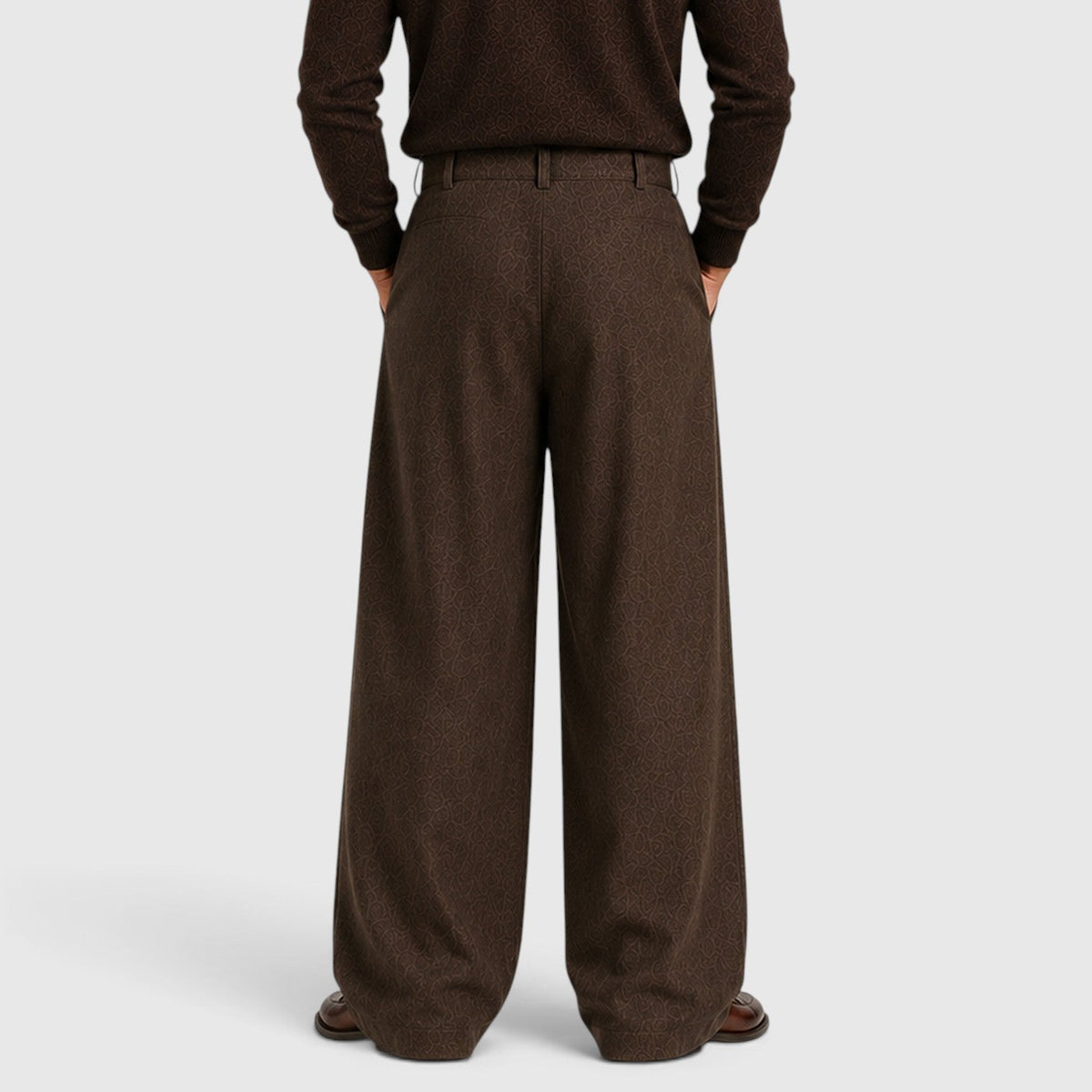 Men's Classic Pleated Straight Leg Dress Trousers