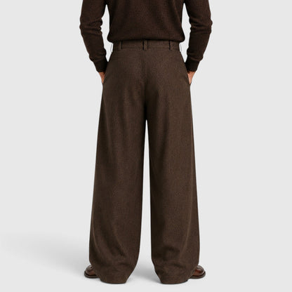 Men's Classic Pleated Straight Leg Dress Trousers