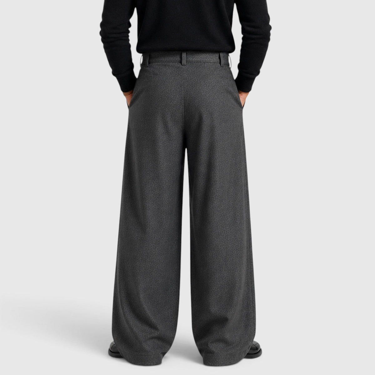 Men's Classic Pleated Straight Leg Dress Trousers