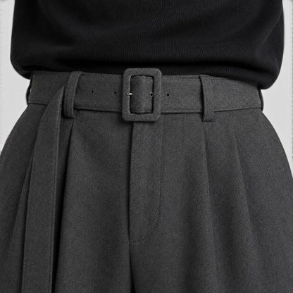 Men's Classic Pleated Straight Leg Dress Trousers