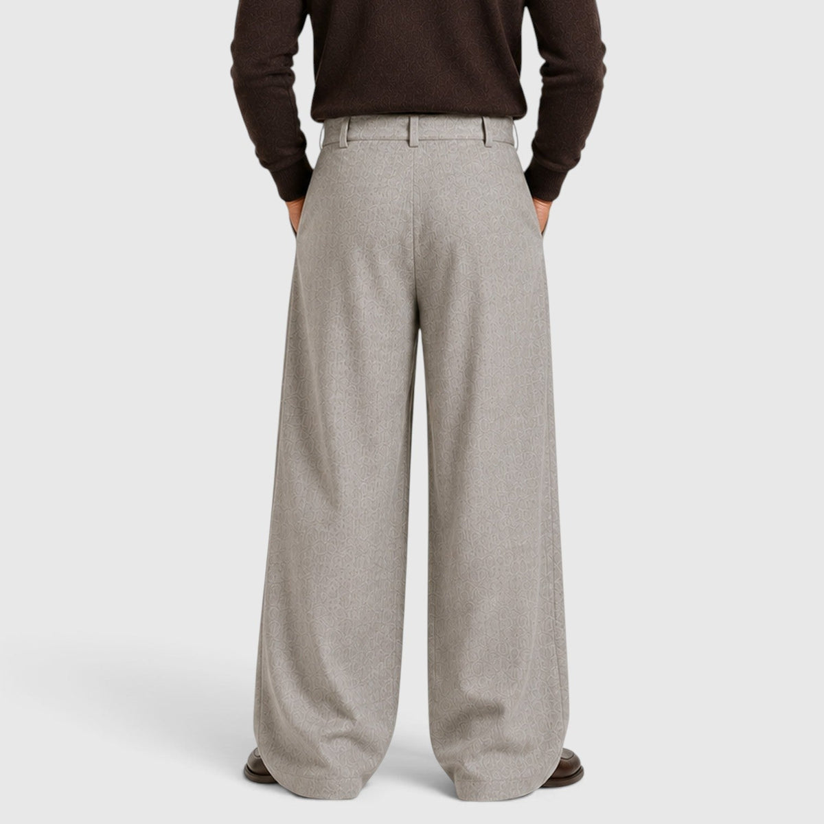 Men's Classic Pleated Straight Leg Dress Trousers