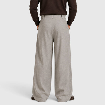 Men's Classic Pleated Straight Leg Dress Trousers