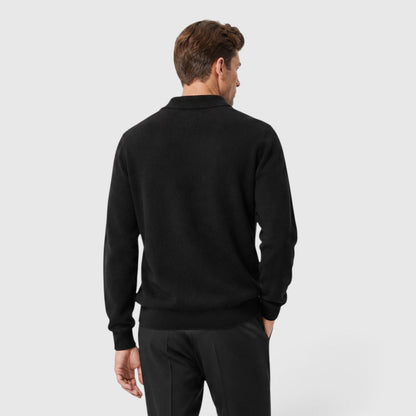 Men's Stylish Knit Polo Collar Long Sleeve Jumper