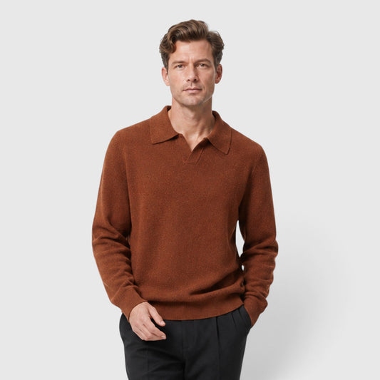 Men's Stylish Knit Polo Collar Long Sleeve Jumper