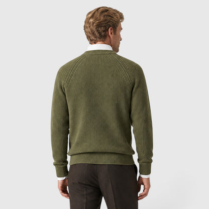 Men's Stylish Ribbed Knit Crew Neck Jumper