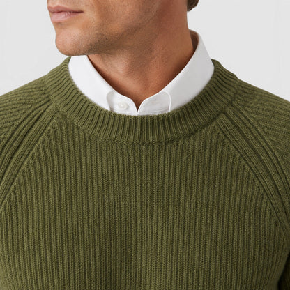 Men's Stylish Ribbed Knit Crew Neck Jumper