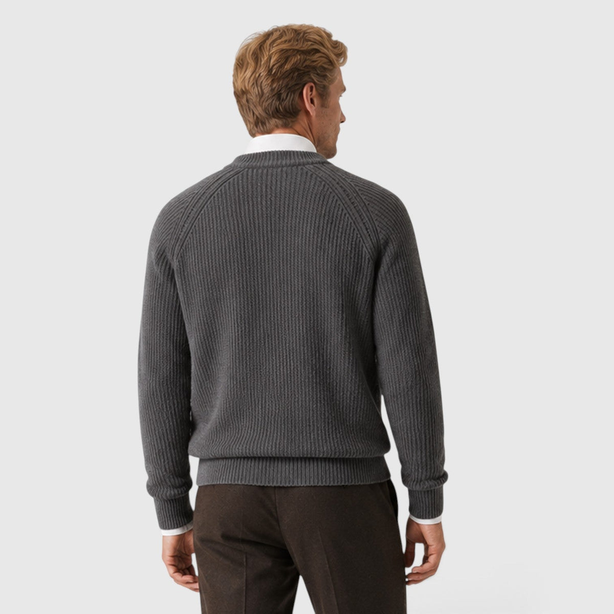 Men's Stylish Ribbed Knit Crew Neck Jumper