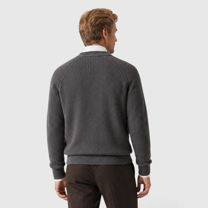 Men's Stylish Ribbed Knit Crew Neck Jumper