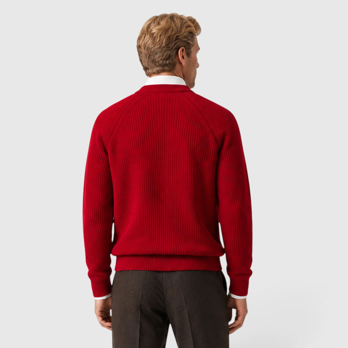 Men's Stylish Ribbed Knit Crew Neck Jumper