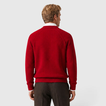 Men's Stylish Ribbed Knit Crew Neck Jumper
