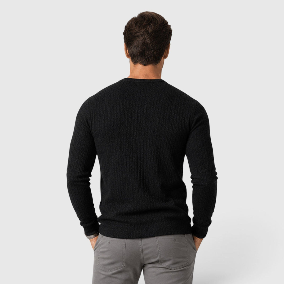 Men's Casual Rib Knit Round Neck Jumper
