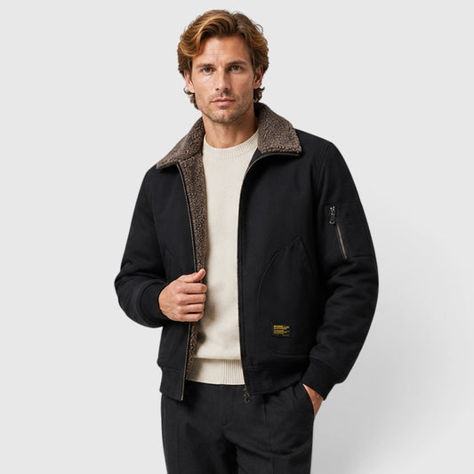 Men's Casual Sherpa Lined Zip-Up Jacket