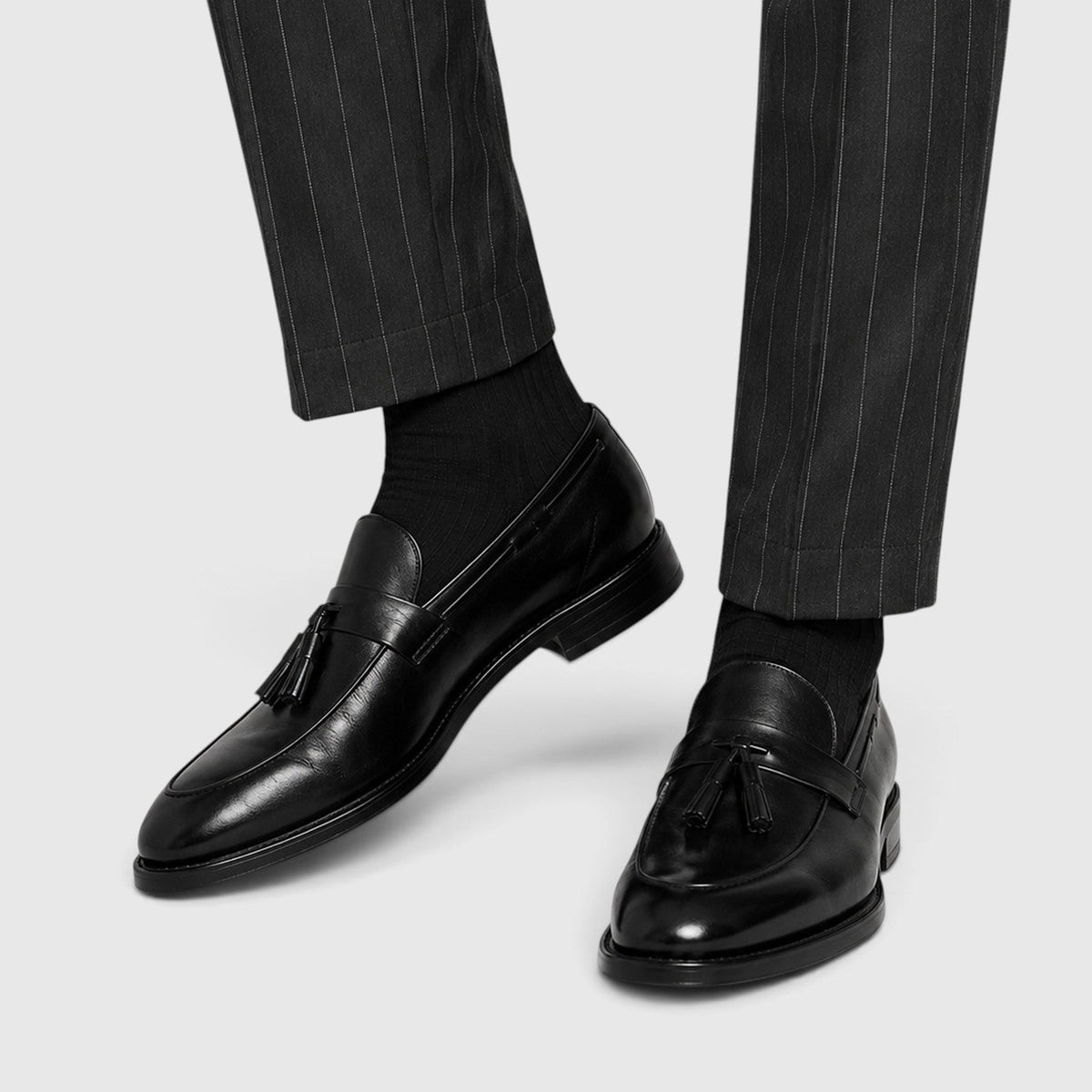 Men's Stylish Leather Tassel Loafers Slip-On Shoes