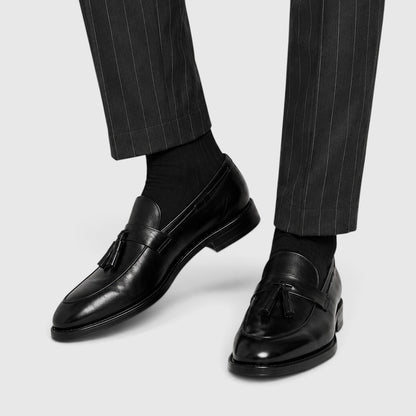Men's Stylish Leather Tassel Loafers Slip-On Shoes