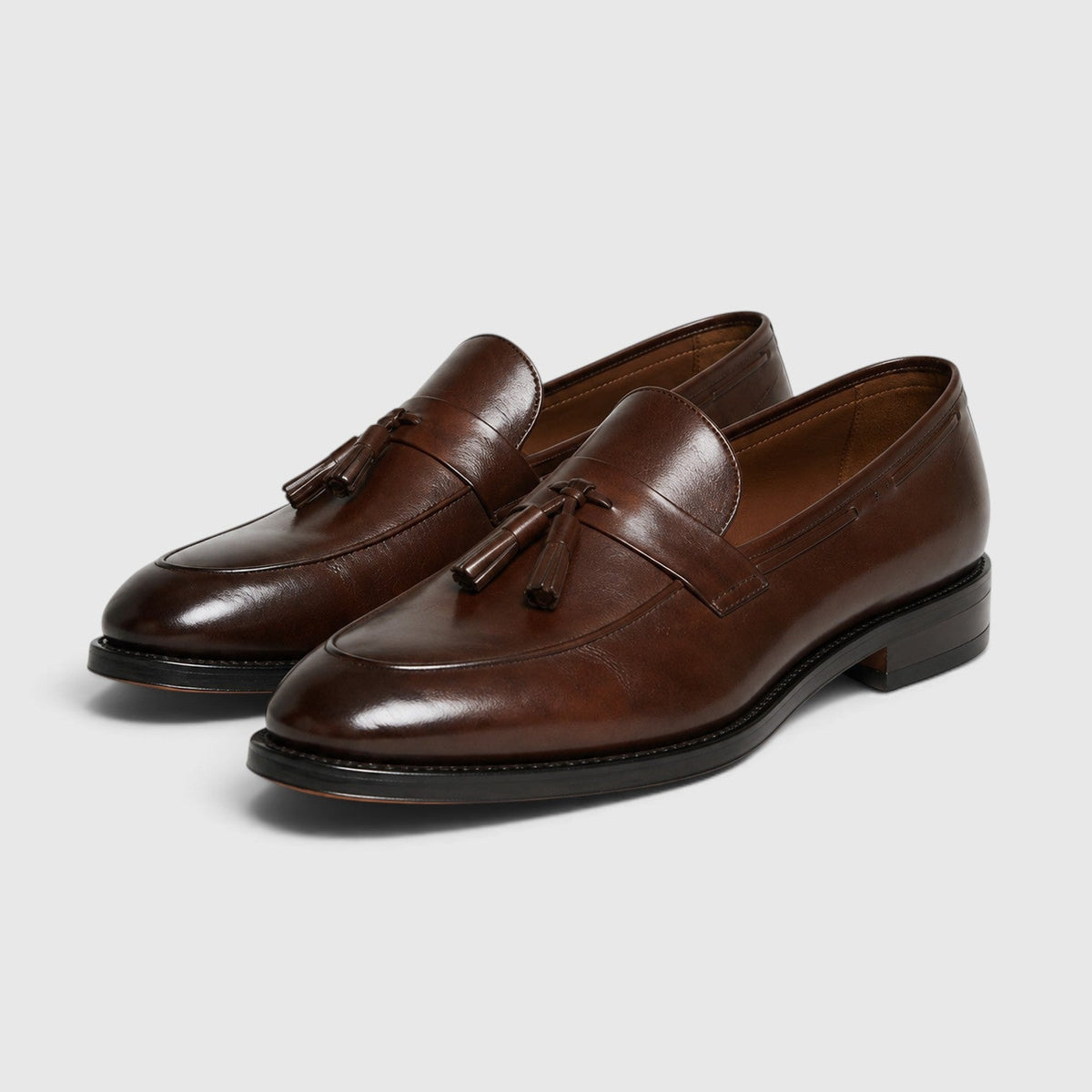 Men's Stylish Leather Tassel Loafers Slip-On Shoes