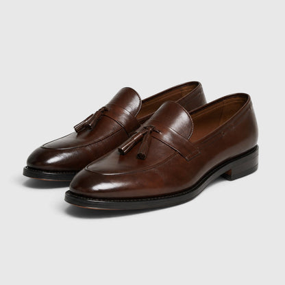 Men's Stylish Leather Tassel Loafers Slip-On Shoes