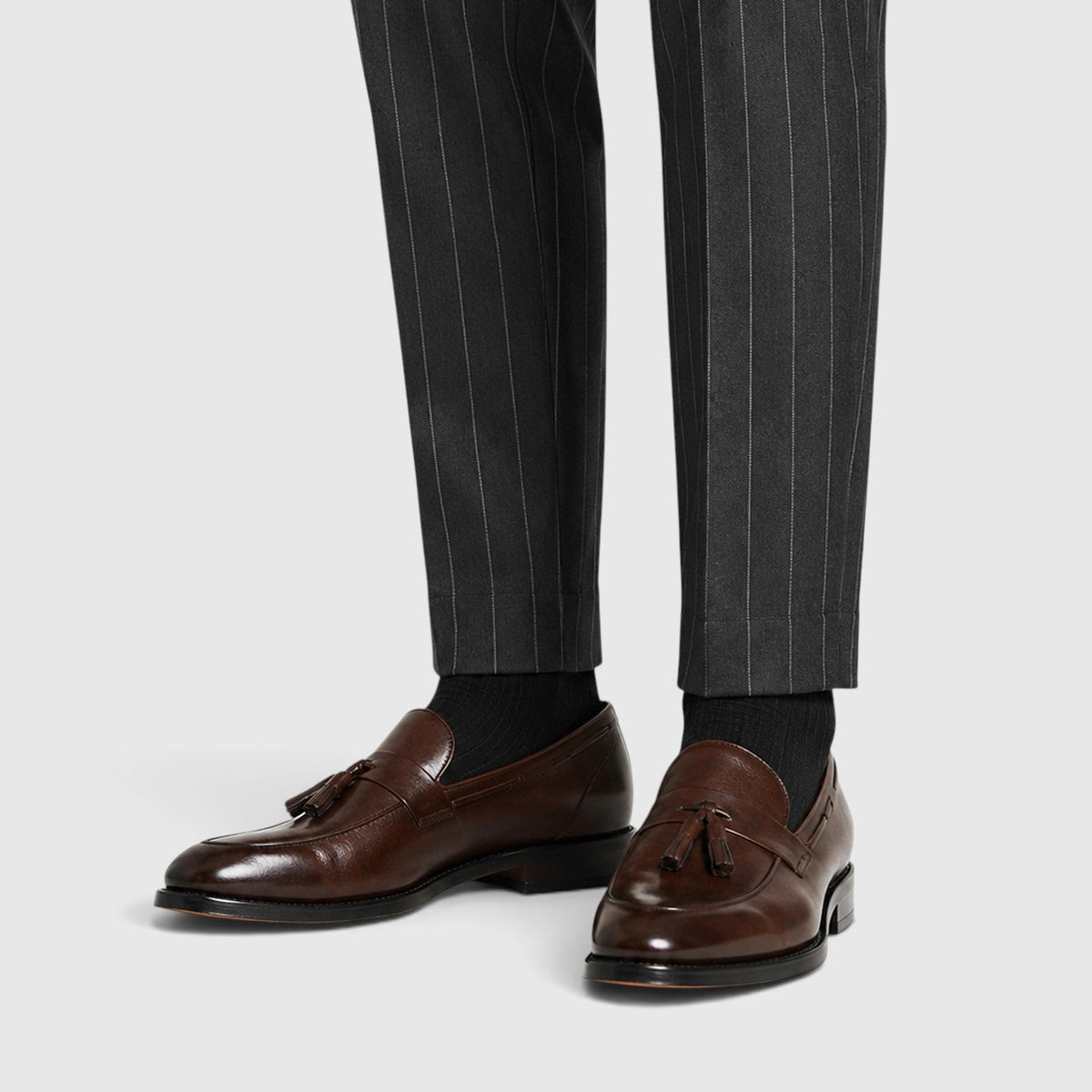 Men's Stylish Leather Tassel Loafers Slip-On Shoes