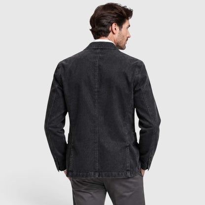 Men's Casual Washed Cotton Denim Blazer