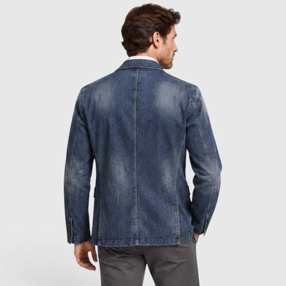 Men's Casual Washed Cotton Denim Blazer